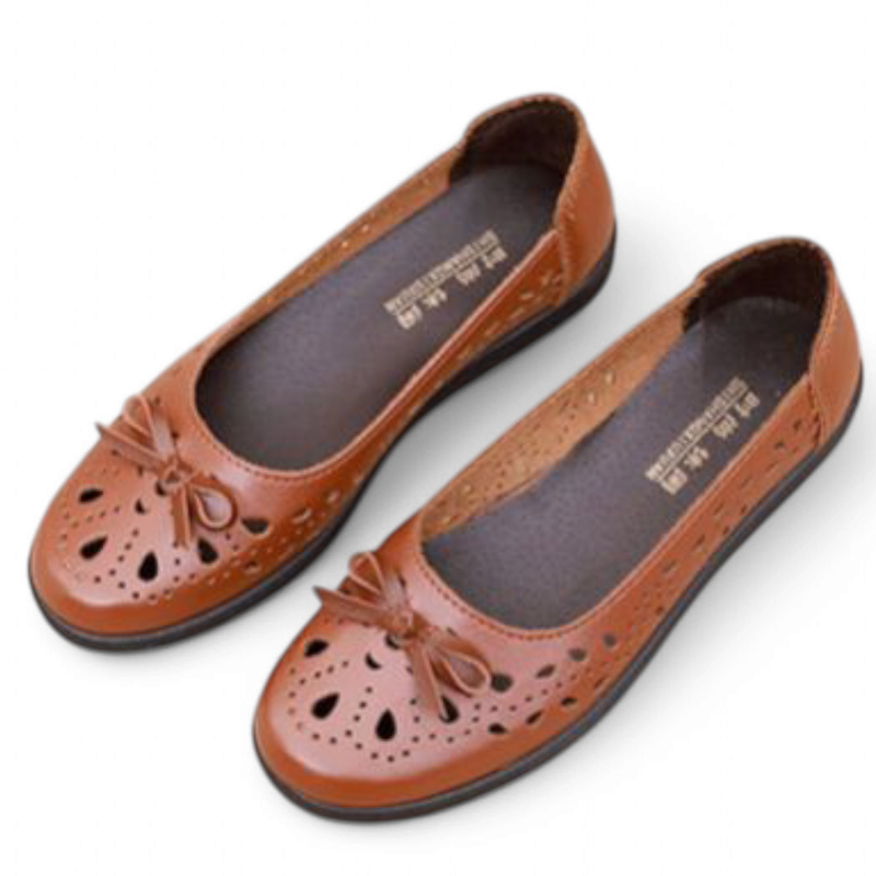 Top shot of brown pair emphasizing dark lining and edge perforations.