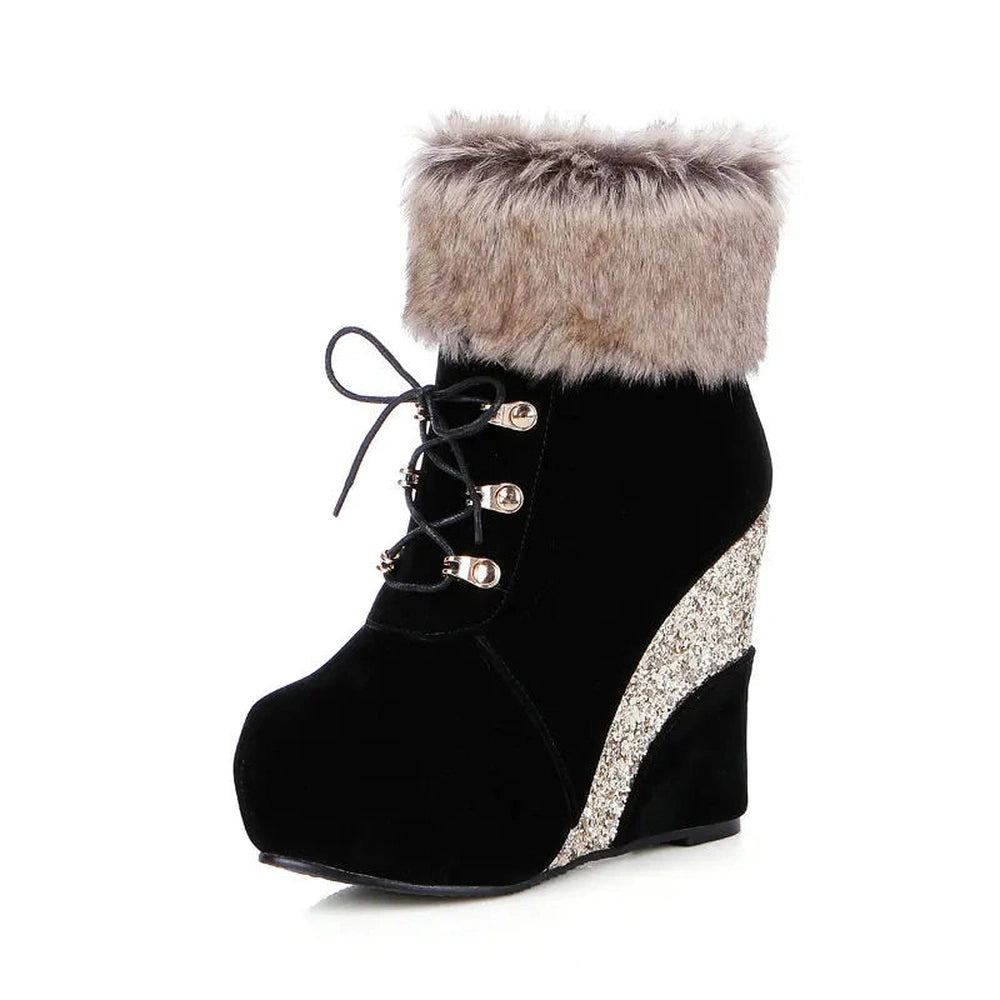 Merendy Dafaa Suede Wedge Slip-On Zipper suede Snow Boots Merendy Shoes
