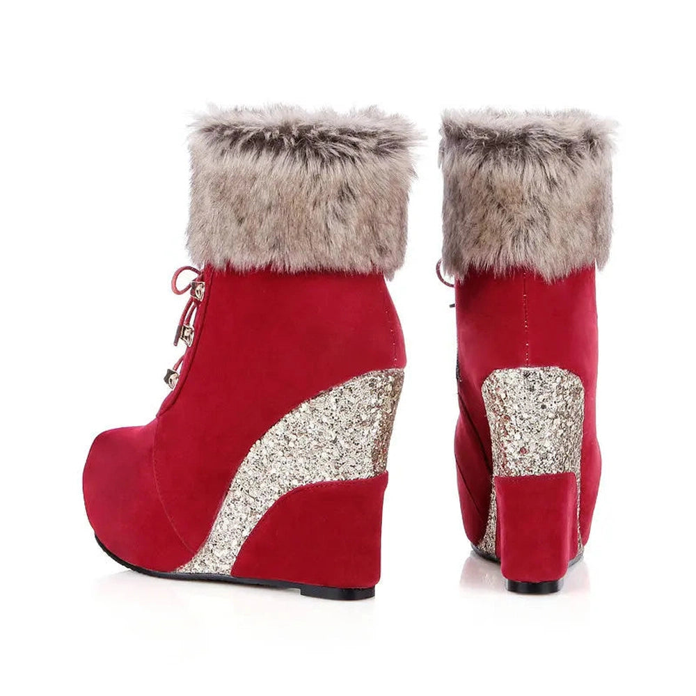 Merendy Dafaa Suede Wedge Slip-On Zipper suede Snow Boots Merendy Shoes