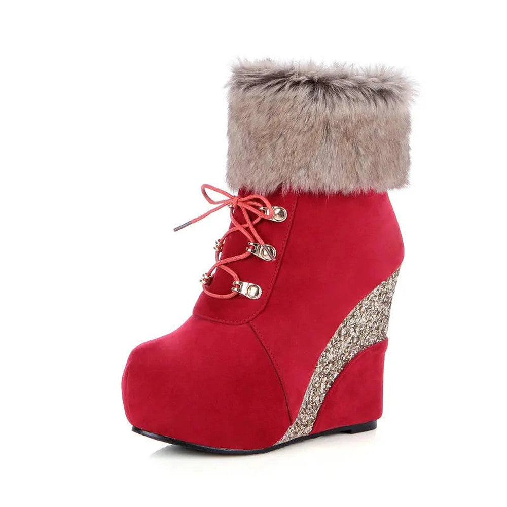 Merendy Dafaa Suede Wedge Slip-On Zipper suede Snow Boots Merendy Shoes