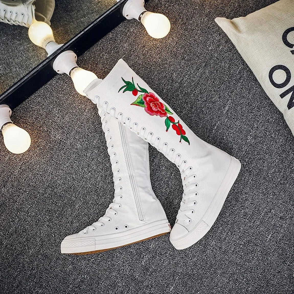 Knee high canvas boots on sale