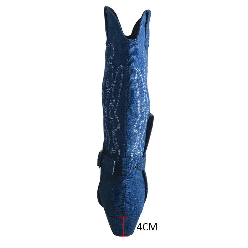 Narrow side shot highlighting mid heel with red 4 cm marker.