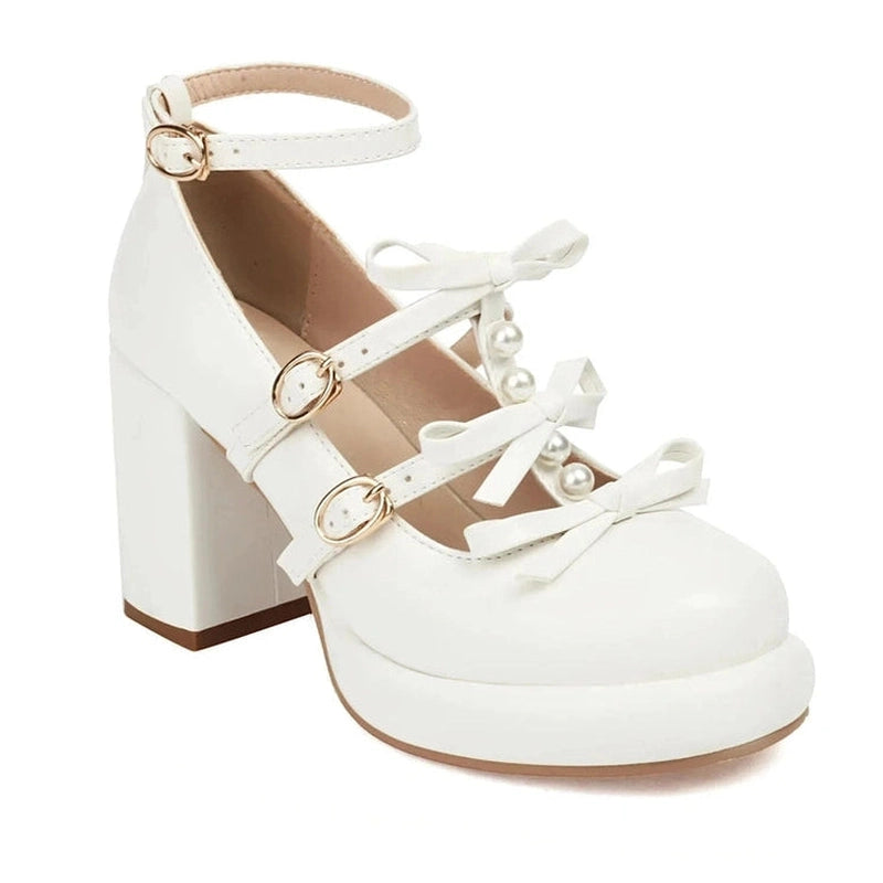 Single white shoe with same details, angled front view.