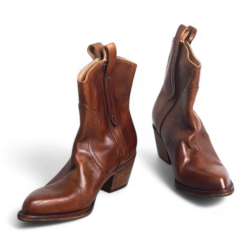 Merendy-Amar-Brown-Ankle-Boots-Two-Pairs-Front-View