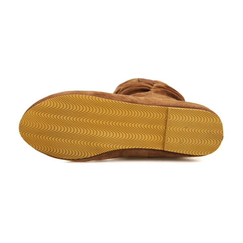 Close-up of the wavy-patterned sole providing stable traction