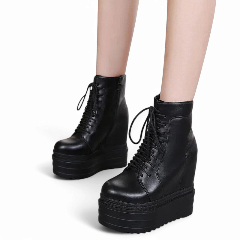 A woman wearing Merendy Yasmin boots, focusing on the lower legs and how the boots fit when worn.