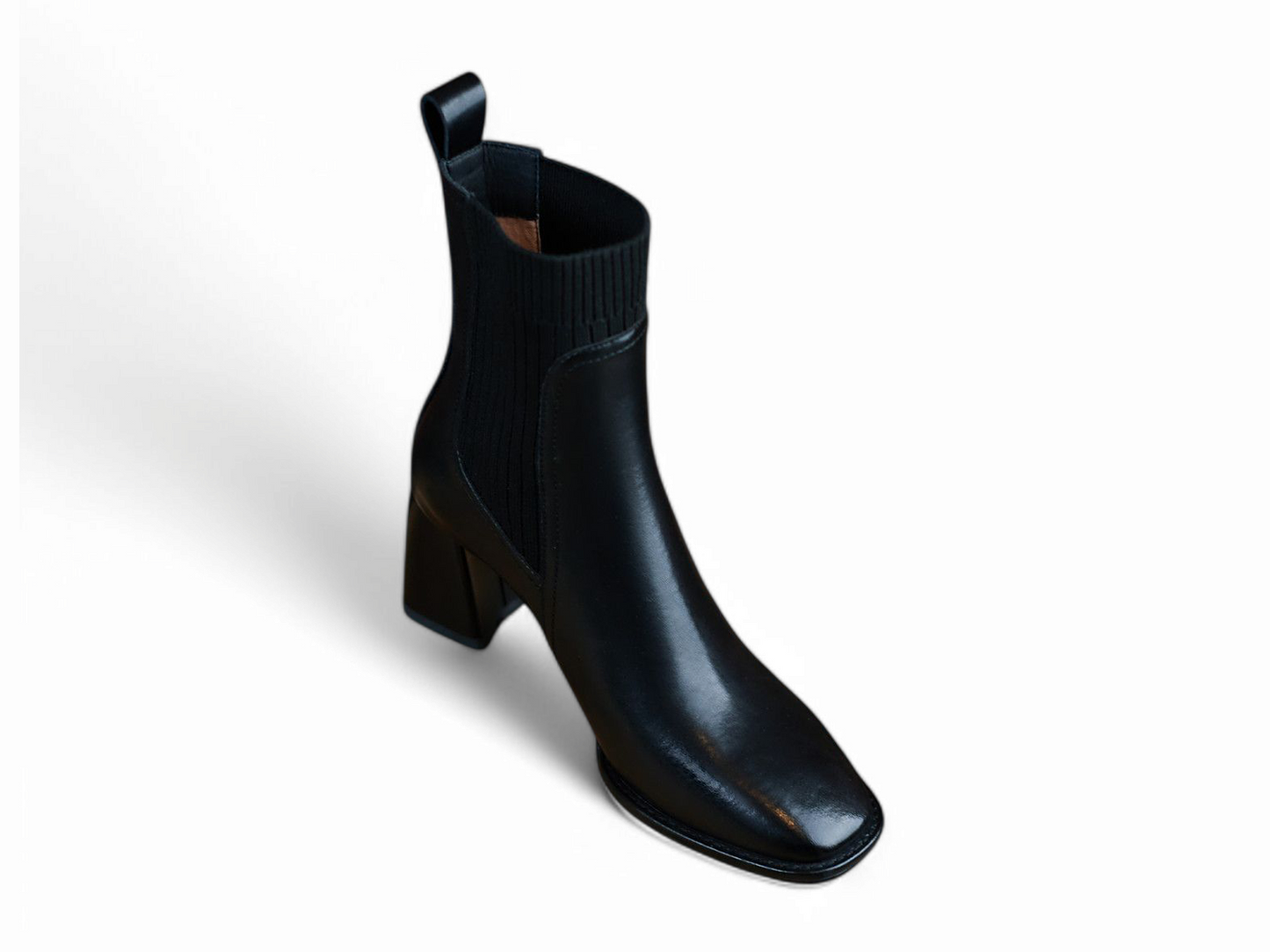 Merendy Elomda Slip-On, Square Toe, 5cm Square Heel Brown Chunky Leather Chelsea Boots