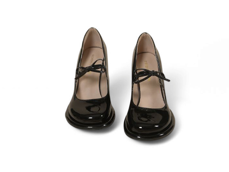 Merendy African Mama chunky heels Mary jane burgundy pumps